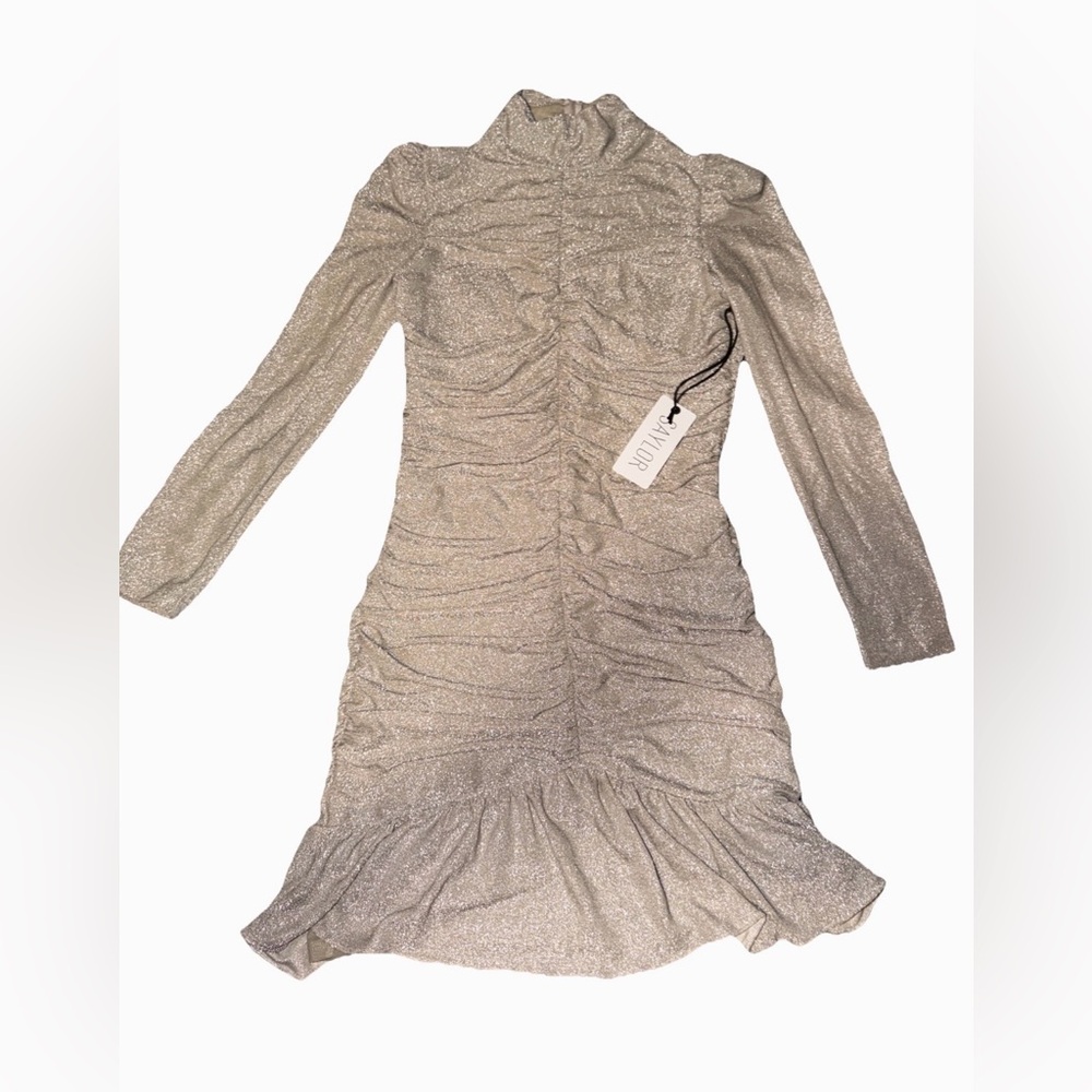 New Saylor Cambria Metallic Mini Dress in Gold
